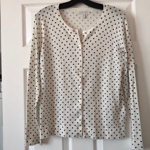 NWOT Charter Club white and black dot cardigan